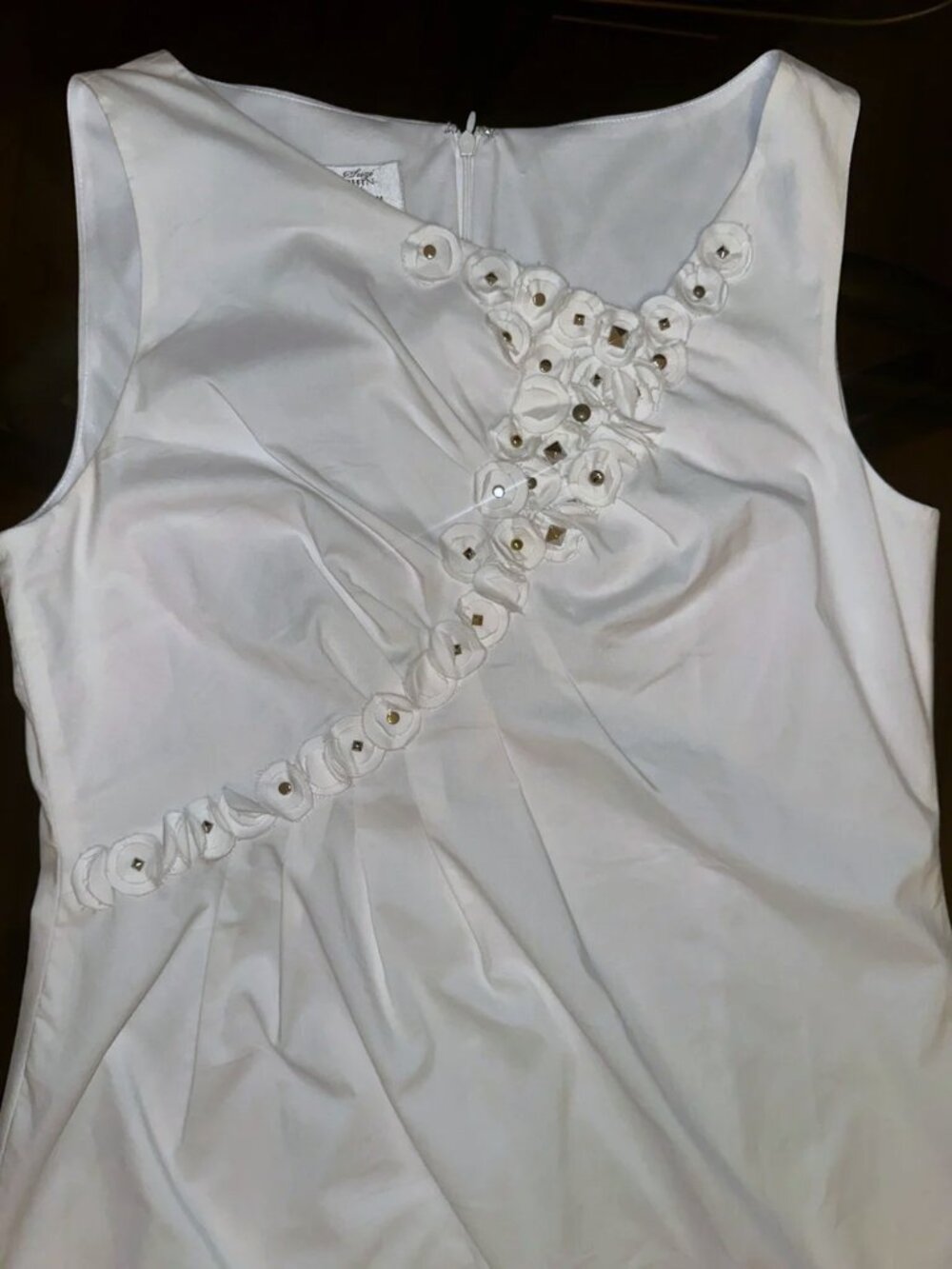 Suzi Chin for Maggy Boutique White Embellished Dress - Size 12
